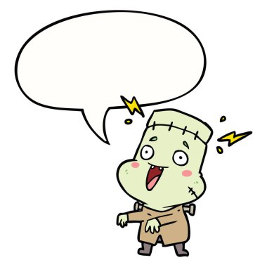 karikatür undead canavar yaratma adam ve konuşma balonu