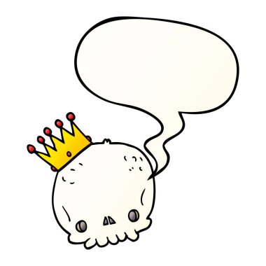 çizgi film kafatası ve taç ve konuşma balonu pürüzsüz degrade sty