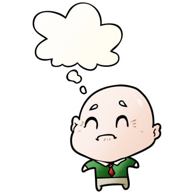 karikatür yaşlı adam ve pürüzsüz degrade tarzında kabarcık düşünce