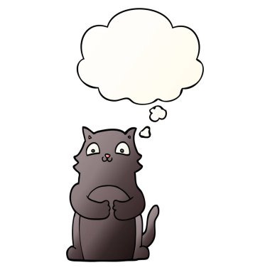 çizgi film kedi ve pürüzsüz degrade tarzında düşünce balonu