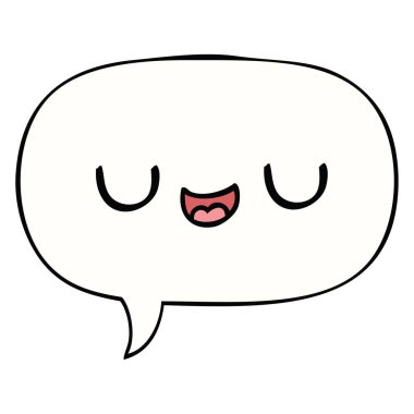 sevimli karikatür yüz ve konuşma balonu