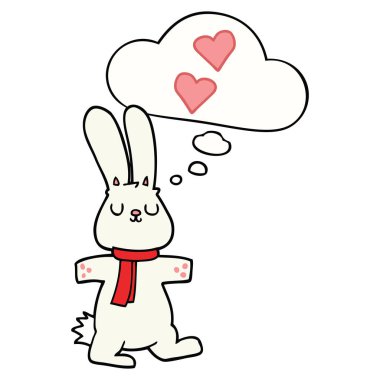 aşk ve düşünce balonu karikatür tavşan