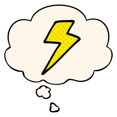 çizgi roman tarzında karikatür yıldırım ve düşünce balonu