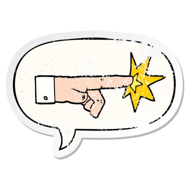 karikatür işaret el ve konuşma balonu sıkıntılı etiket