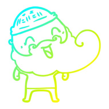 soğuk degrade çizgi çizim mutlu sakallı adam