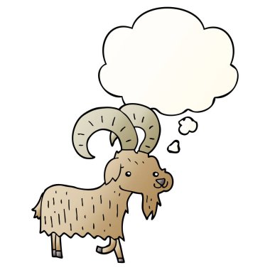 çizgi film keçisi ve pürüzsüz degrade tarzında düşünce balonu