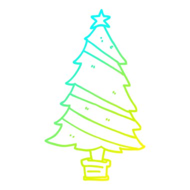 soğuk degrade çizgi çizim karikatür noel ağacı