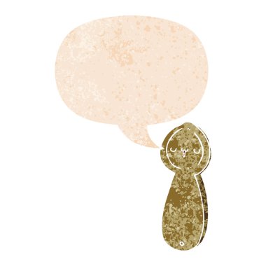 retro dokulu tarzda karikatür kaşık ve konuşma balonu