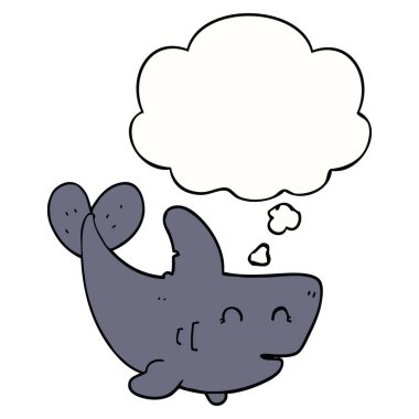 karikatür köpekbalığı ve düşünce balonu