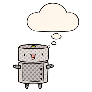 çizgi film robotu ve çizgi roman tarzında düşünce balonu