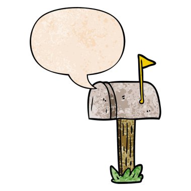 retro doku tarzında karikatür posta kutusu ve konuşma balonu