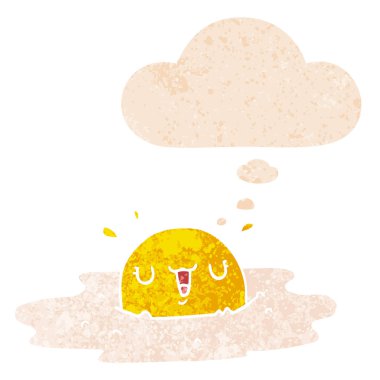 karikatür kızarmış yumurta ve retro dokulu tarzında düşünce balonu