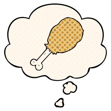 çizgi film tavuk bacak ve çizgi roman tarzında düşünce balonu