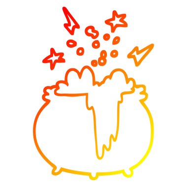 sıcak degrade çizgi çizim karikatür cadı kazan