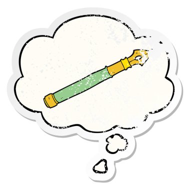 karikatür dolma kalem ve sıkıntılı yıpranmış sti olarak kabarcık düşünce