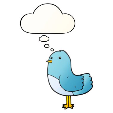 çizgi film kuş ve pürüzsüz degrade tarzında düşünce balonu