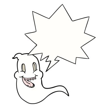 karikatür ürkütücü hayalet ve konuşma balonu