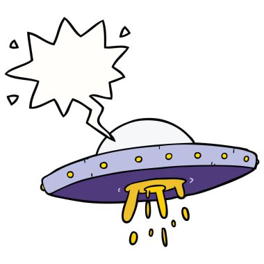 çizgi film uçan Ufo ve konuşma balonu