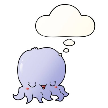 karikatür denizanası ve pürüzsüz degrade tarzında düşünce balonu