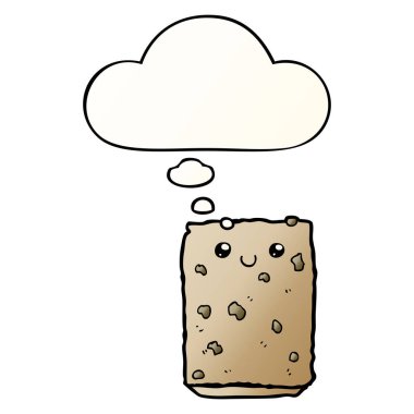 karikatür bisküvi ve pürüzsüz degrade tarzında düşünce balonu