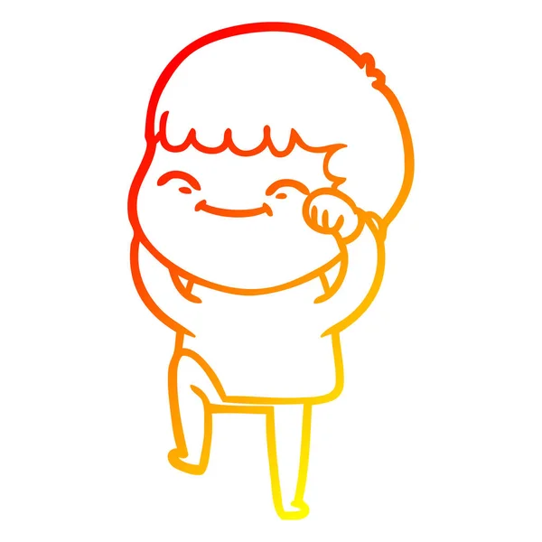 Linha gradiente quente desenho cartoon menino feliz —  Vetores de Stock