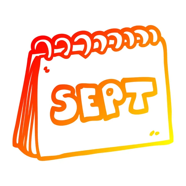 Ζεστή γραμμή διαβάθμισης σχέδιο καρτούν ημερολόγιο που δείχνει μήνα του Σεπ — Διανυσματικό Αρχείο