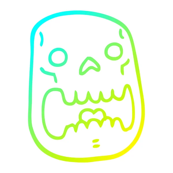 Frío gradiente línea dibujo dibujos animados halloween cráneo — Vector de stock