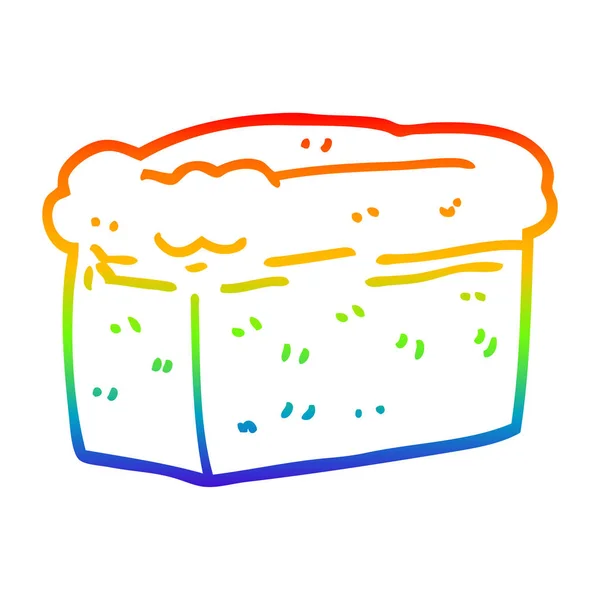 Rainbow Gradient Line Zeichnung Cartoon Laib Brot — Stockvektor