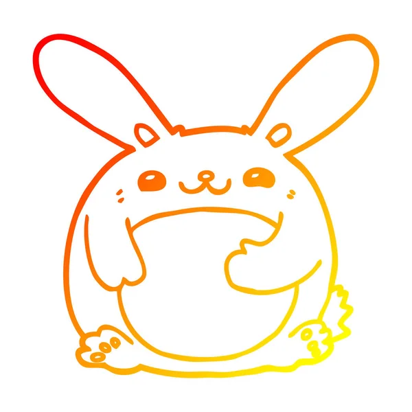 Warme kleurovergang lijntekening cartoon konijn — Stockvector