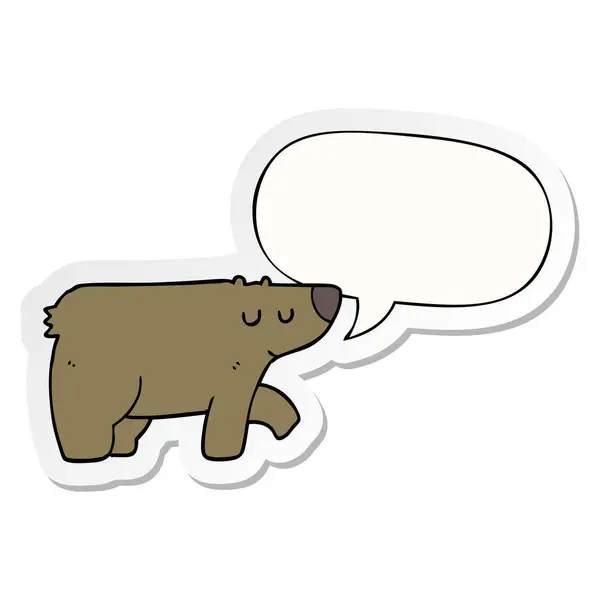 Adesivi cartoni animati orso e bolla vocale — Vettoriale Stock