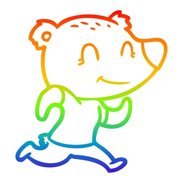 彩虹渐变线绘制健康运行熊卡通 — 图库矢量图片