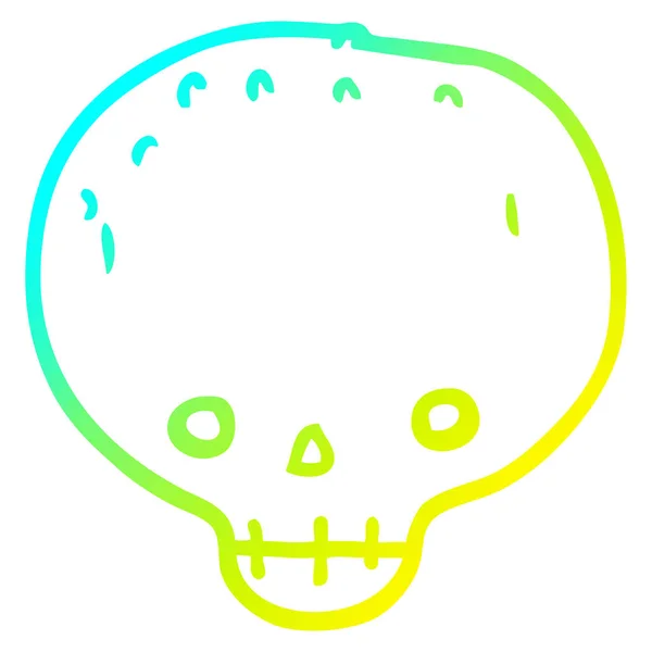 Cold gradient line drawing cartoon skull — Stock Vector