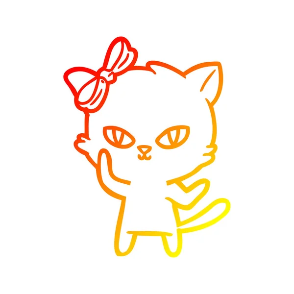 Meleg színátmenet vonal rajz aranyos rajzfilm macska — Stock Vector