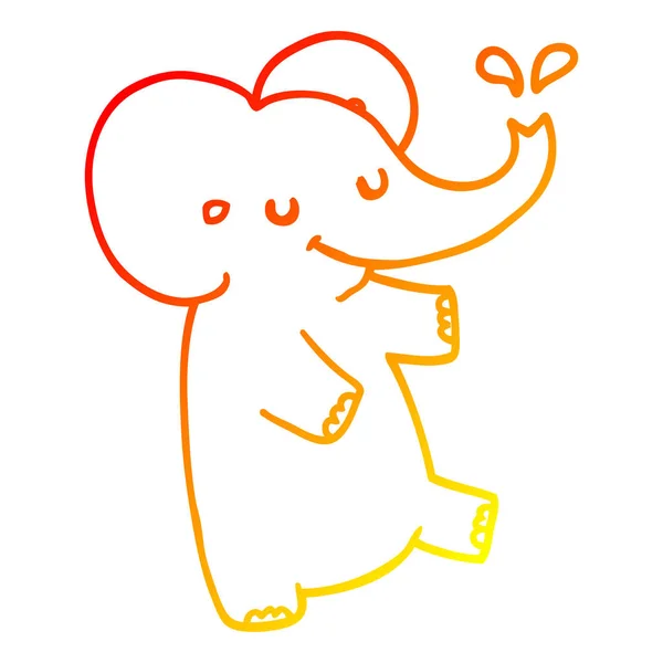 Warme kleurovergang lijntekening cartoon dansen olifant — Stockvector