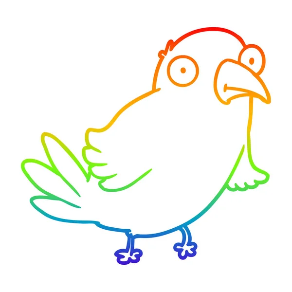 Linea gradiente arcobaleno disegno fumetto uccello — Vettoriale Stock