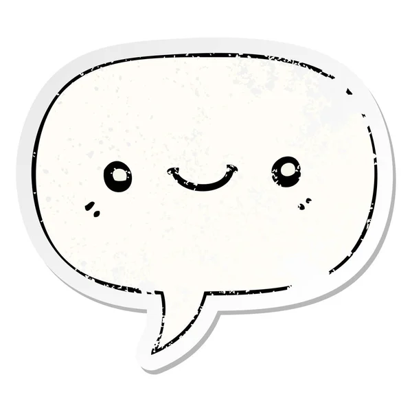 Cartoon cute gelukkig gezicht en toespraak bubble verdrietig sticker — Stockvector