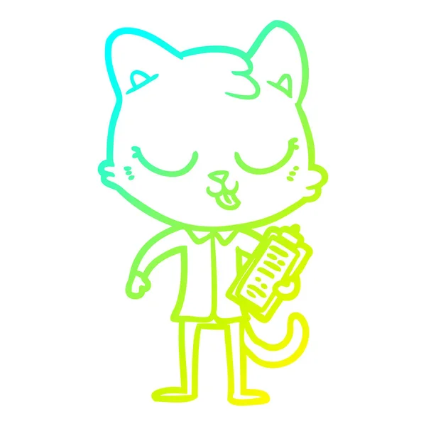 차가운 그라데이션 라인 드로잉 만화 고양이 — 스톡 벡터