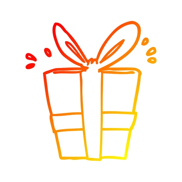 Chaud gradient ligne dessin enveloppé cadeau — Image vectorielle