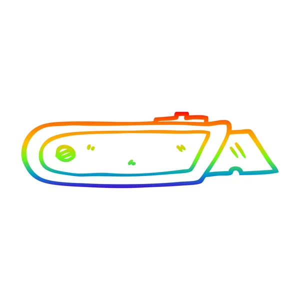 Arco iris gradiente línea dibujo dibujos animados cuchillo de trabajo — Vector de stock