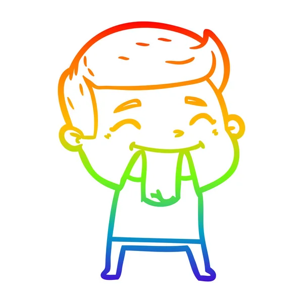 Arco-íris linha gradiente desenho feliz cartoon homem — Vetor de Stock