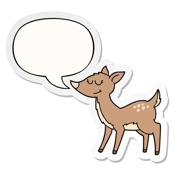 Cartoon deer and speech bubble sticker — Stock Vector