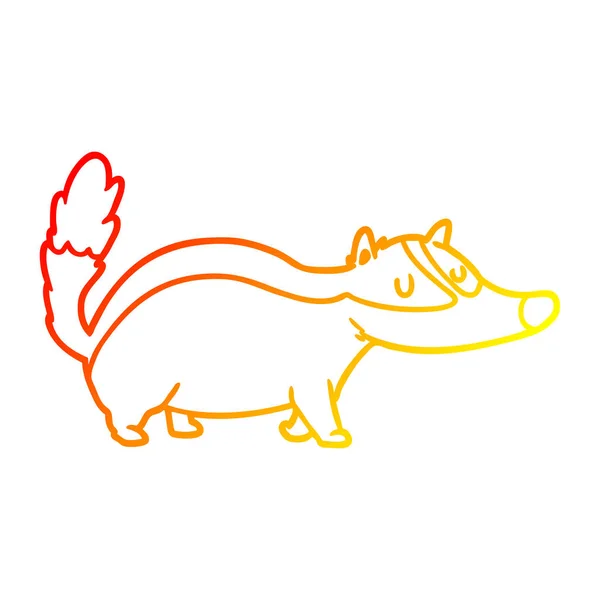 Warme kleurovergang lijntekening cartoon Badger — Stockvector