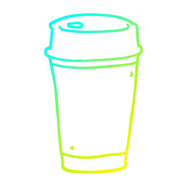 Linha gradiente frio desenho desenhos animados tirar café — Vetor de Stock