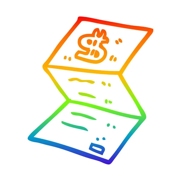 Rainbow gradient linje ritning Cartoon Legal pengar skrivelse — Stock vektor