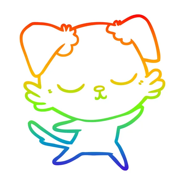 Regenboog gradiënt lijntekening cute cartoon hond — Stockvector