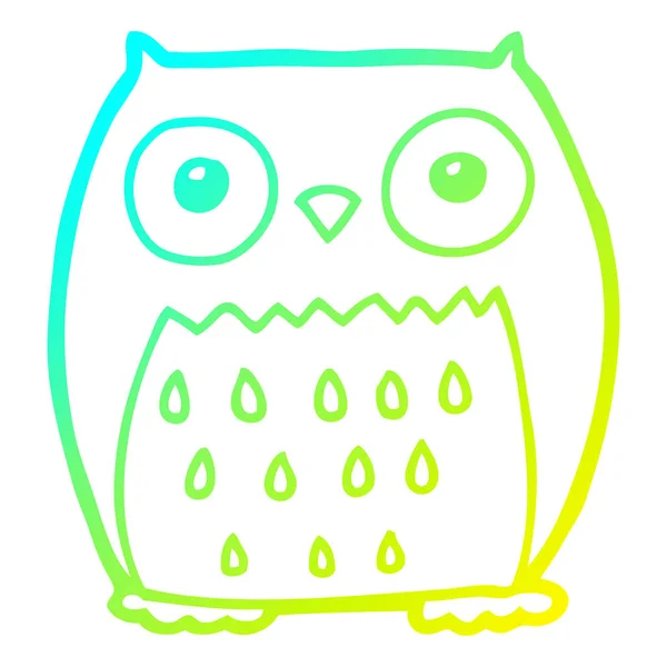Cold gradient line drawing cartoon owl — Stock Vector