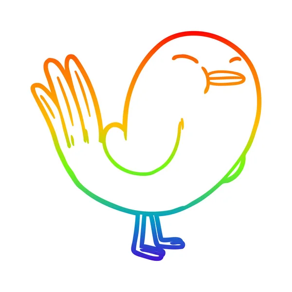 Arco iris gradiente línea dibujo dibujos animados aves — Vector de stock