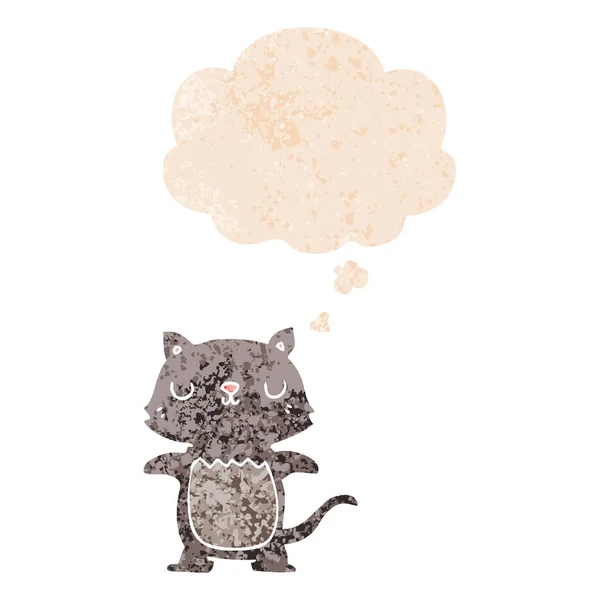 Kot kreskówki i myśli bańka w stylu retro teksturowane — Wektor stockowy