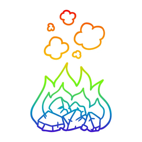 Rainbow gradient ligne dessin dessins animés charbons chauds — Image vectorielle
