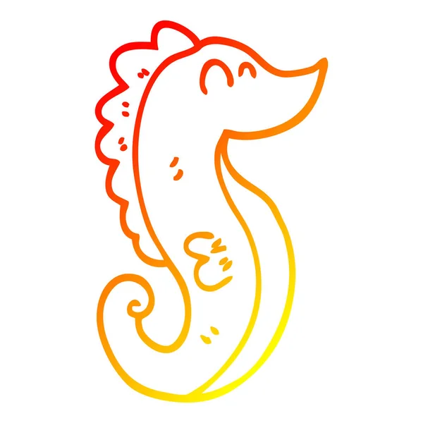 Warme kleurovergang lijntekening cartoon Sea Horse — Stockvector